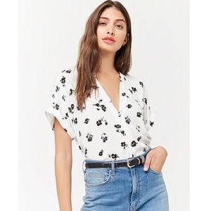 NWOT F21 Split-Neck Floral Print Top